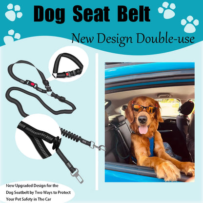 Adjustable and Heavy Duty Dog Car Seat Belt - Striped Nylon Large Dog Traction Rope for Car Rides
