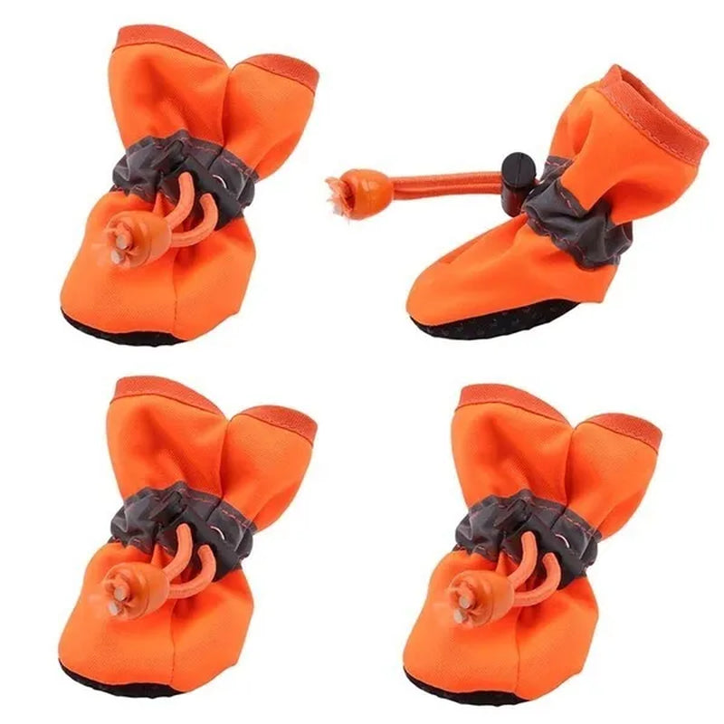 4Pcs/Set Pet Accessories Pet Supplies Pet Dog Shoes Waterproof Booties Rubber Shoes Socks Boots