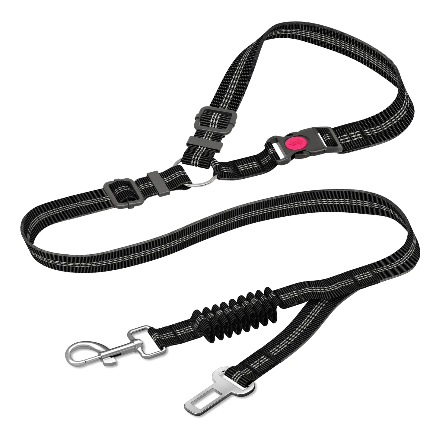 Adjustable and Heavy Duty Dog Car Seat Belt - Striped Nylon Large Dog Traction Rope for Car Rides