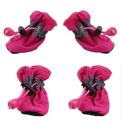 4Pcs/Set Pet Accessories Pet Supplies Pet Dog Shoes Waterproof Booties Rubber Shoes Socks Boots